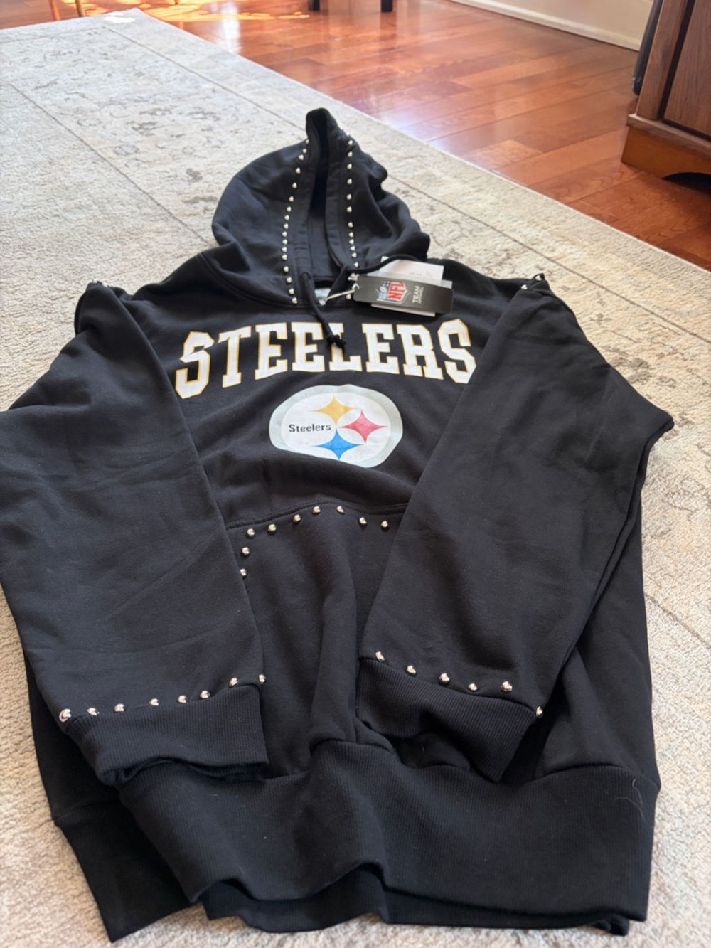 NFL Pittsburgh Steelers Studded Black Hoodie